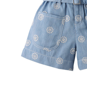 Amara Denim Shorts with Big Pockets & Belt style detail