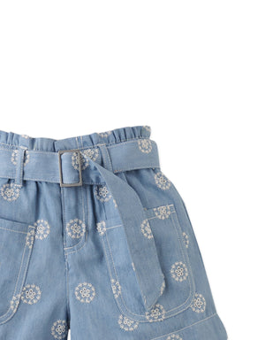 Amara Denim Shorts with Big Pockets & Belt close-up detail