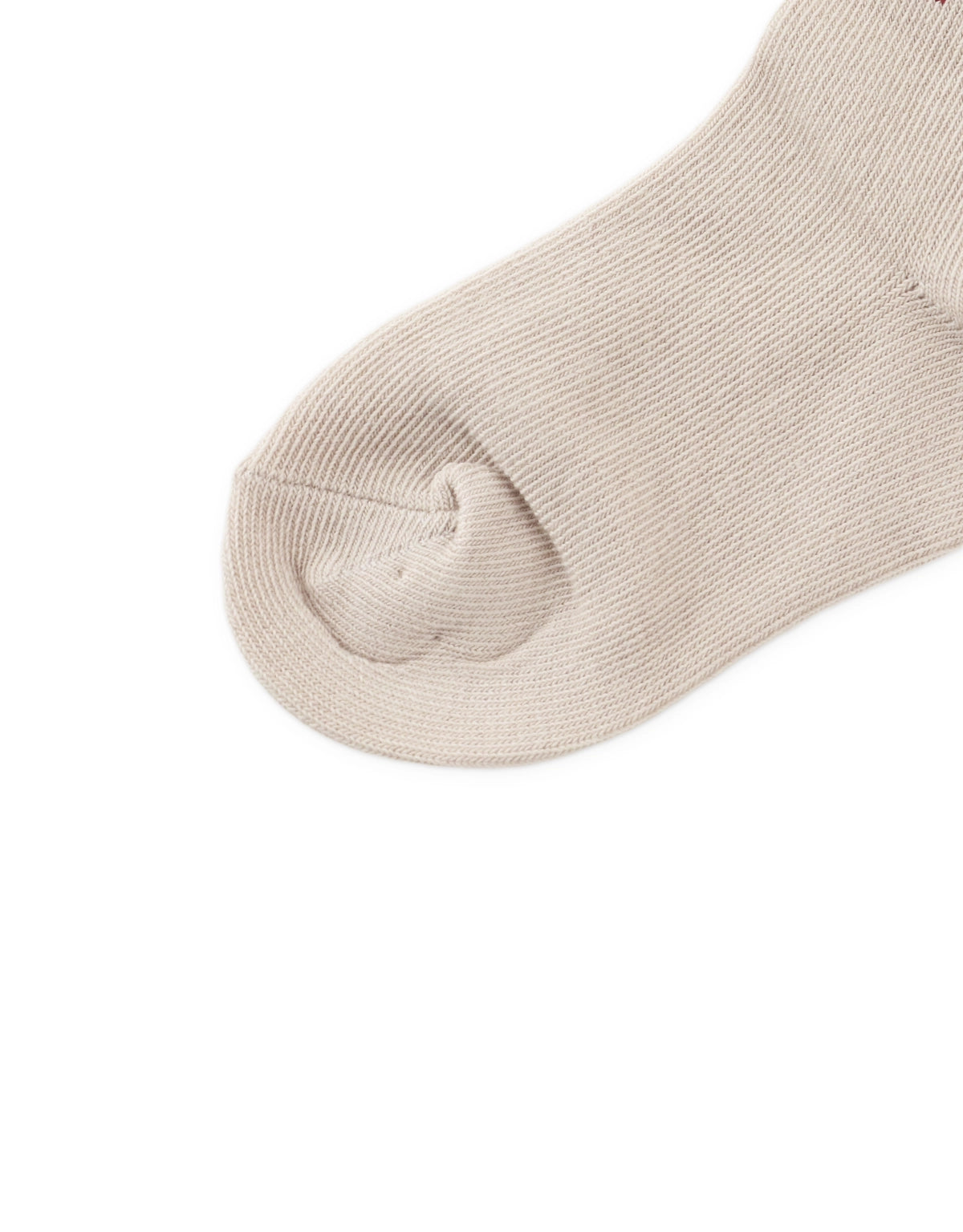 Frilly Crew Socks with Bow Intarsia Design style detail