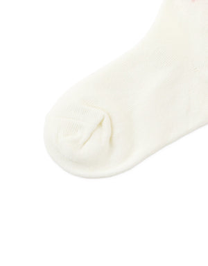 Frilly Crew Socks with Bow Intarsia Design lifestyle view