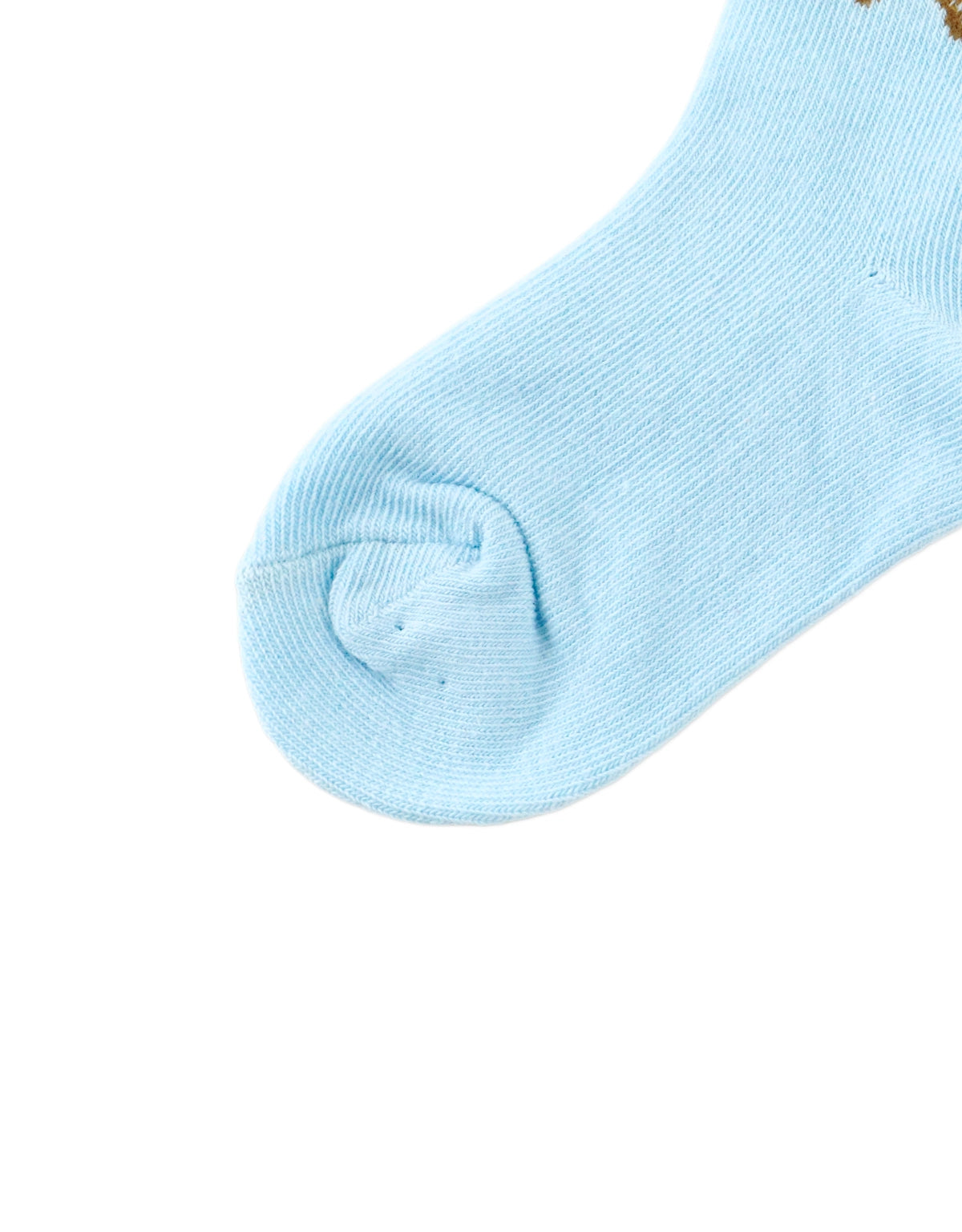 Frilly Crew Socks with Bow Intarsia Design front view