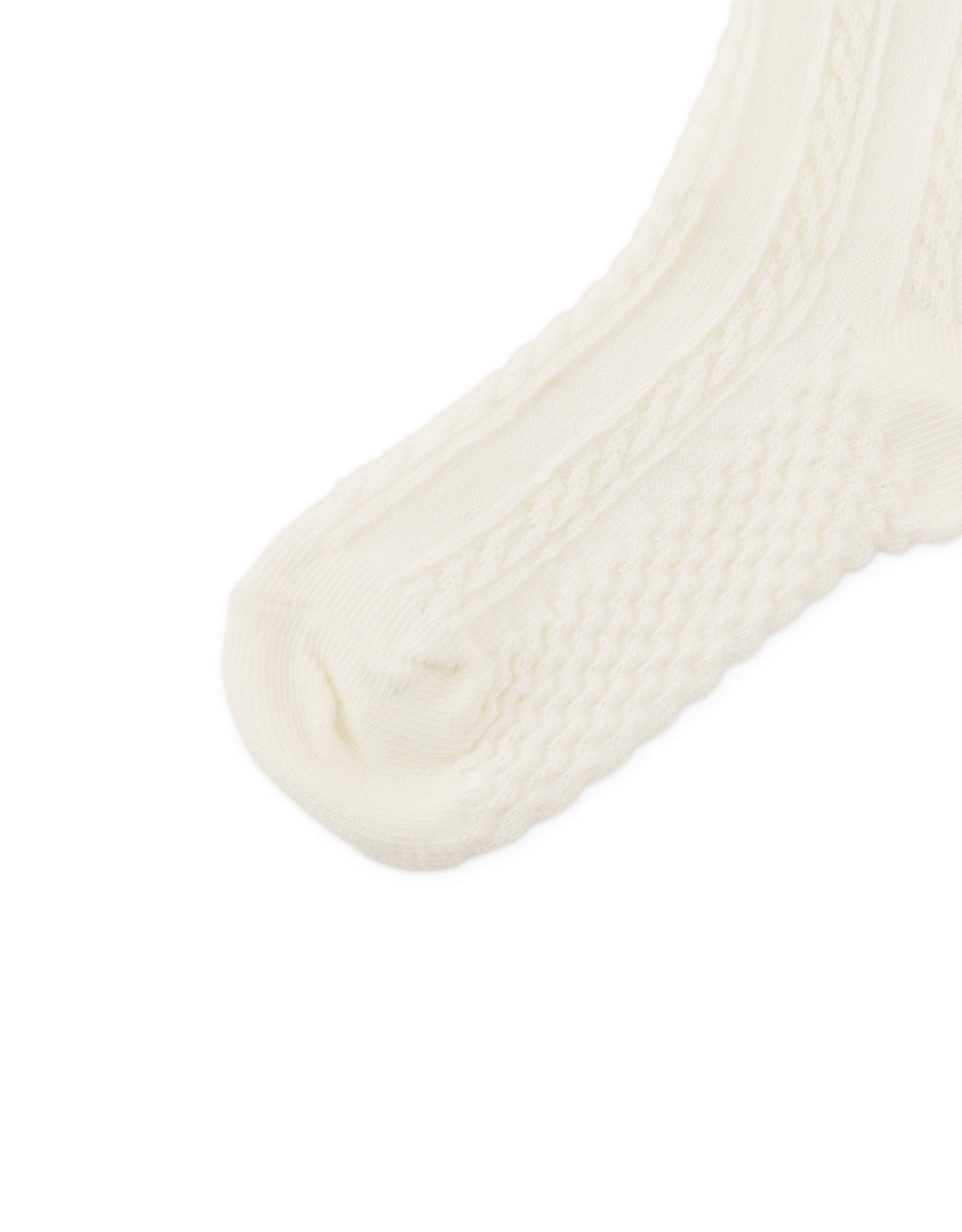 Fine Cable Knit Crew Socks fabric and fit detail