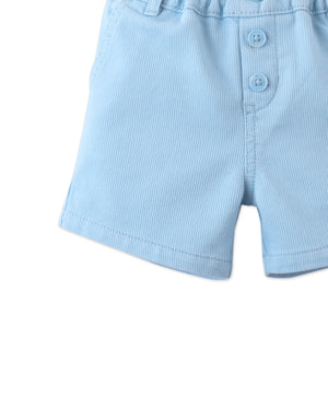 Baby Dewey Garterized Shorts with Open Seam Accent Thread style detail