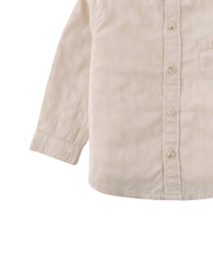 Baby Dot Textured Pattern Extended Collar Band Shirt style detail