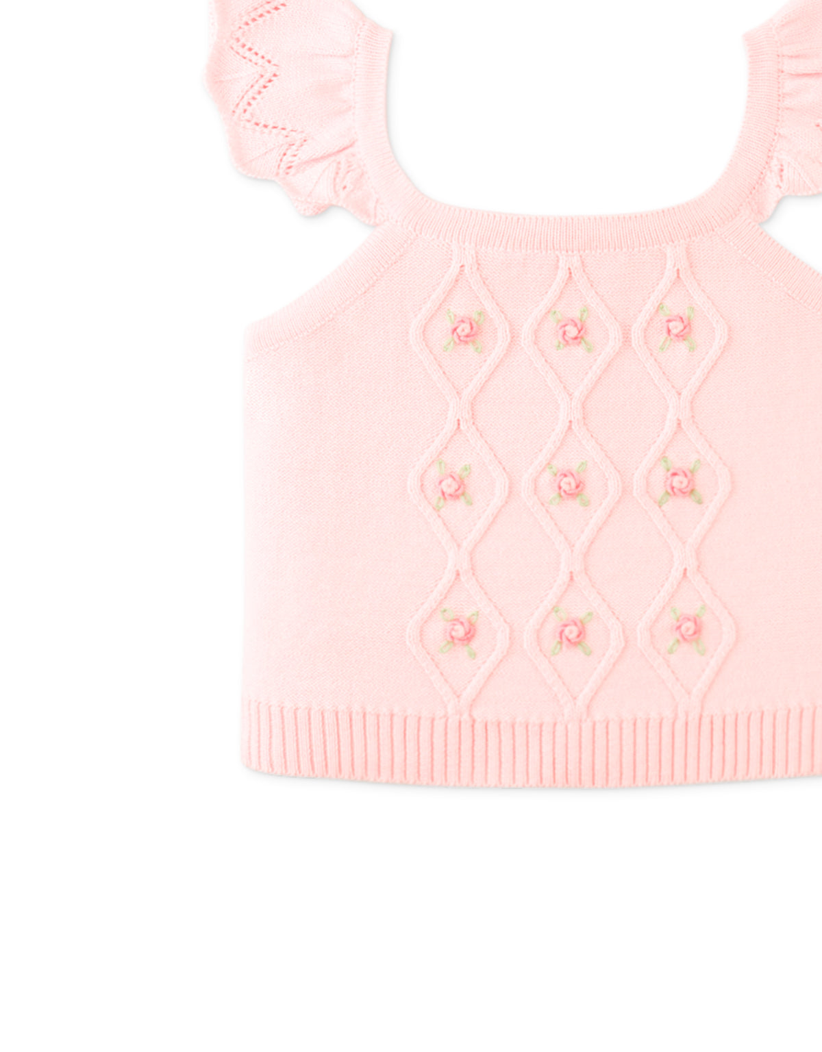 Baby Georgina Knitted Blouse with Bullion Flower Embroidery style detail