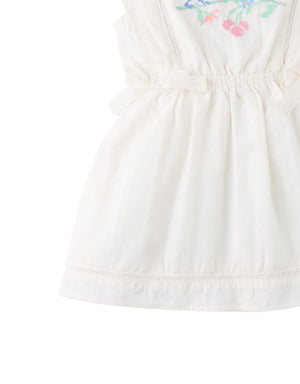 Baby Charlee Cross-Stitch Embroidered Dress with Waist Bows style detail
