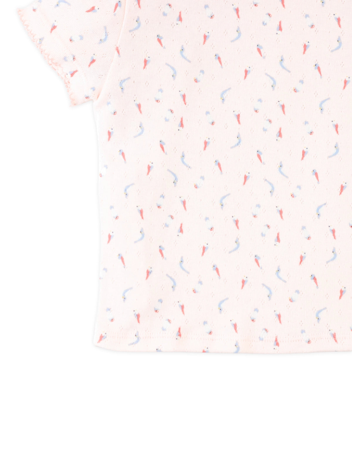 Baby Sylvie Bird Pointelle Ribbed Tee with Picot Trim style detail
