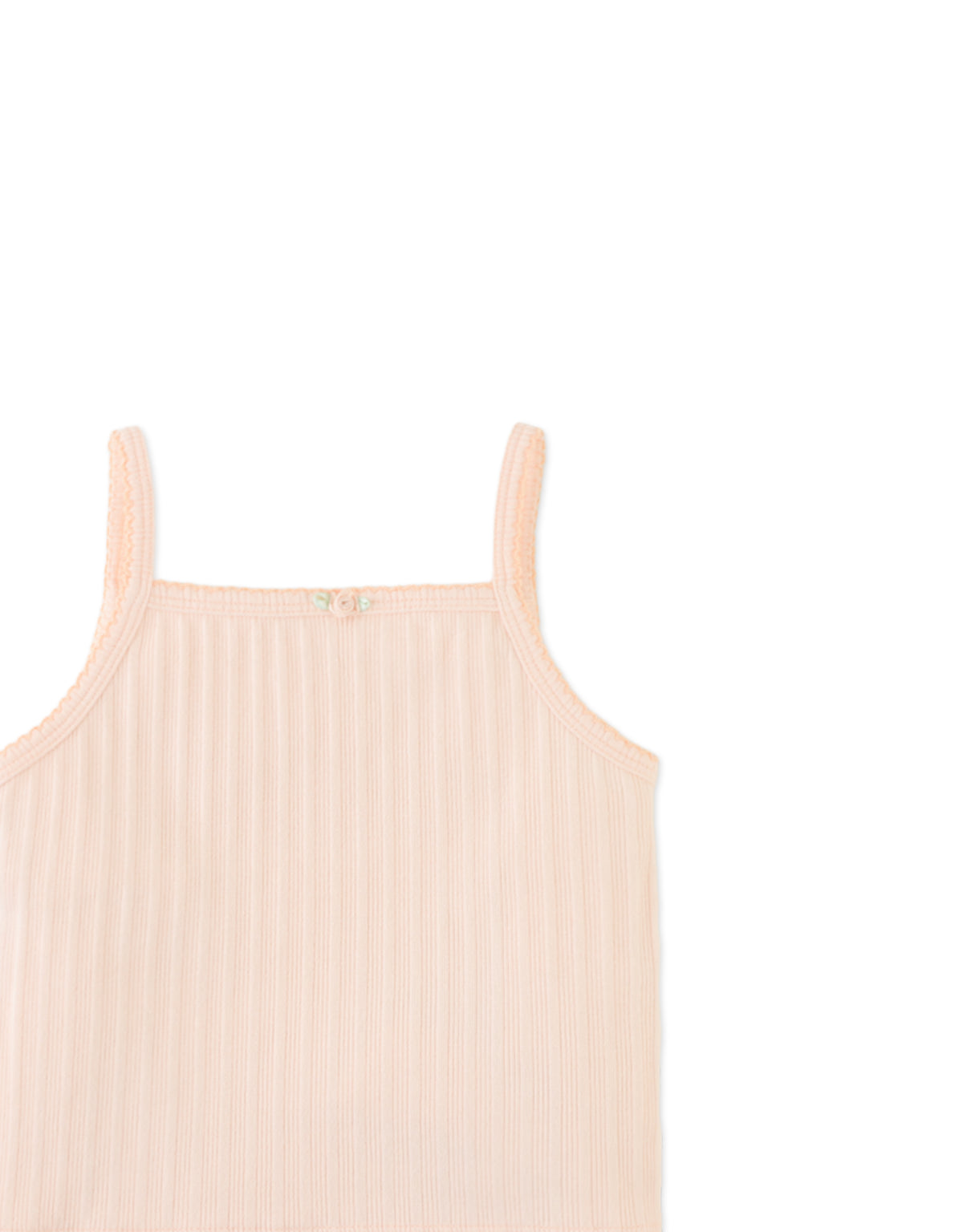 Baby Lila Ribbed Tank Top with Picot Edge close-up detail