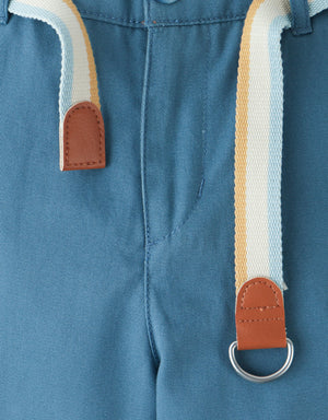 Edward Regular Straight Twill Pants with Striped Canvas Belt close-up detail