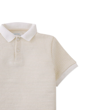 Eren Textured Stripe Terry Polo Shirt close-up detail