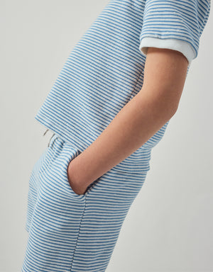 Dreyfus Striped Textured Terry Drawstring Shorts outfit styling