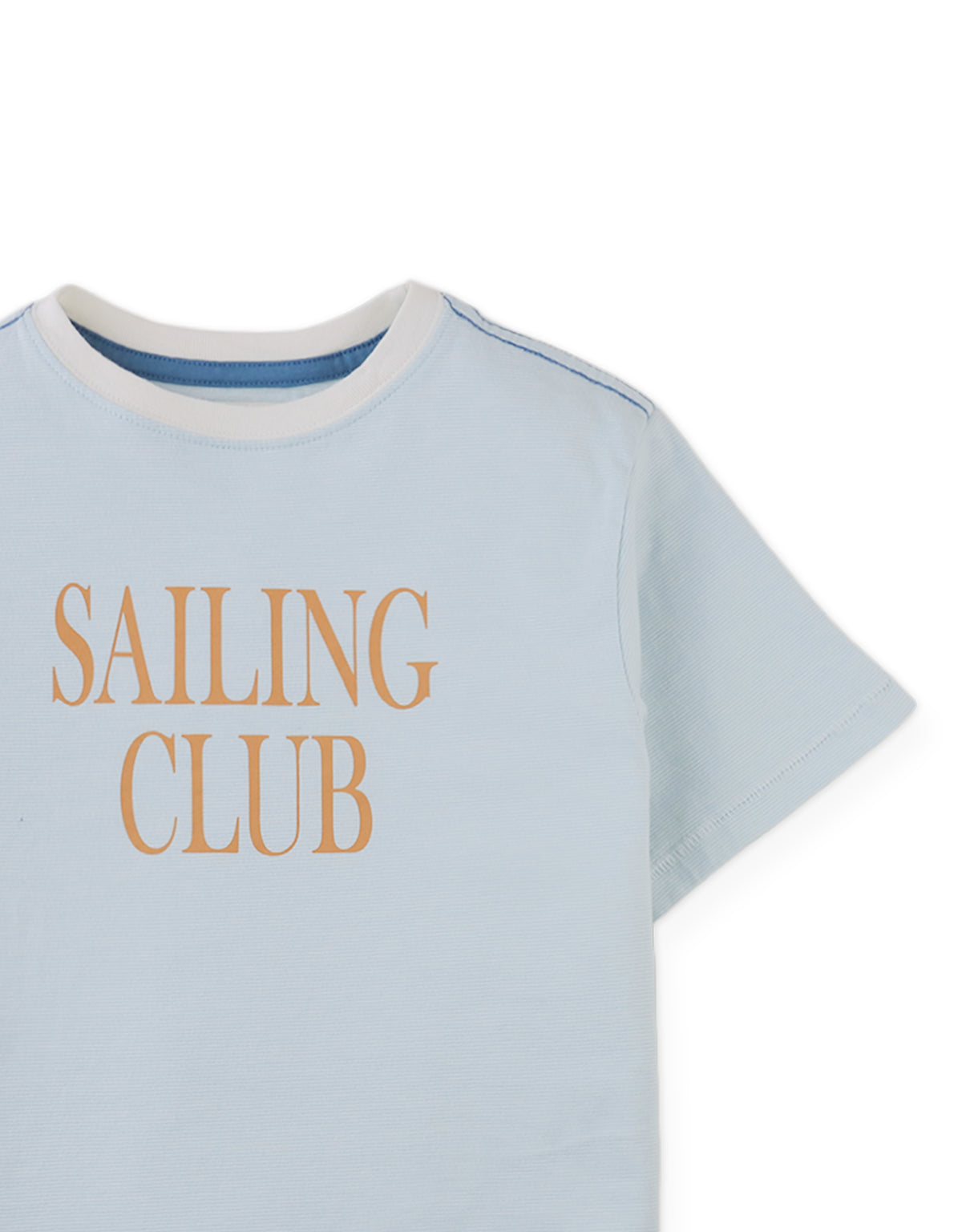 Juan Micro Stripe Tee with Sailing Club Print close-up detail