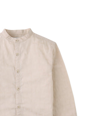 Dot Textured Pattern Extended Collar Band Shirt close-up detail