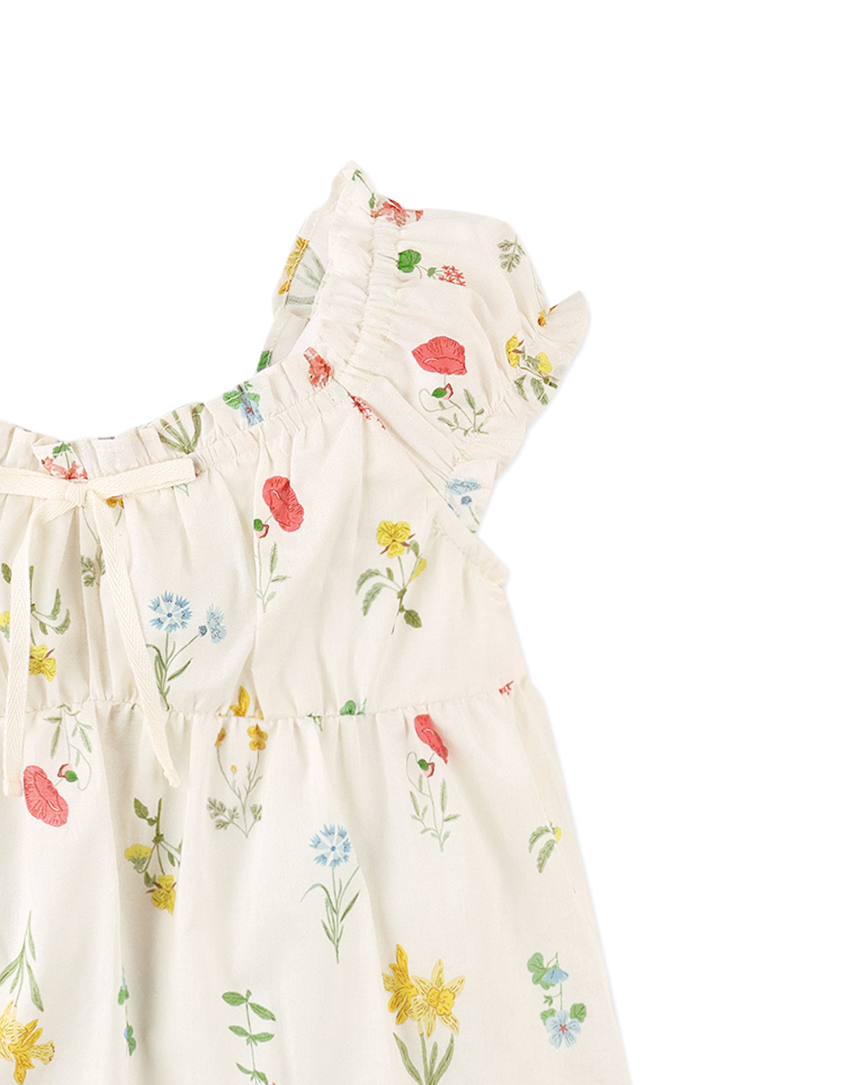 Jennie Cotton Top with Ruffled Details & Puff Sleeves close-up detail