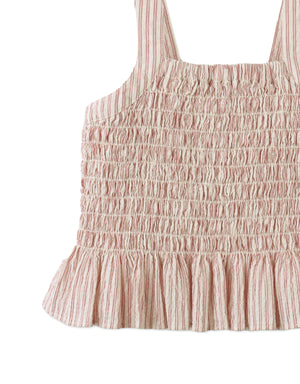 Josephine Striped Peplum Top with Flower Appliqué close-up detail