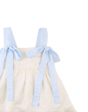 Leilani Embroidered Top with Bow Tie Straps close-up detail