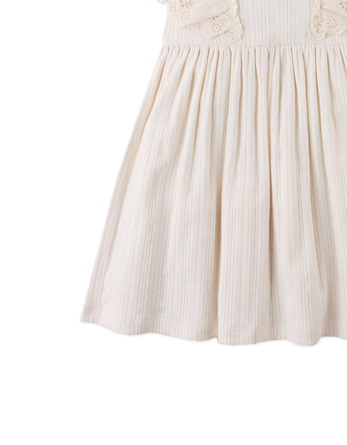 Liberty Multiribbed Dress with Eyelet Ruffle Sleeves style detail