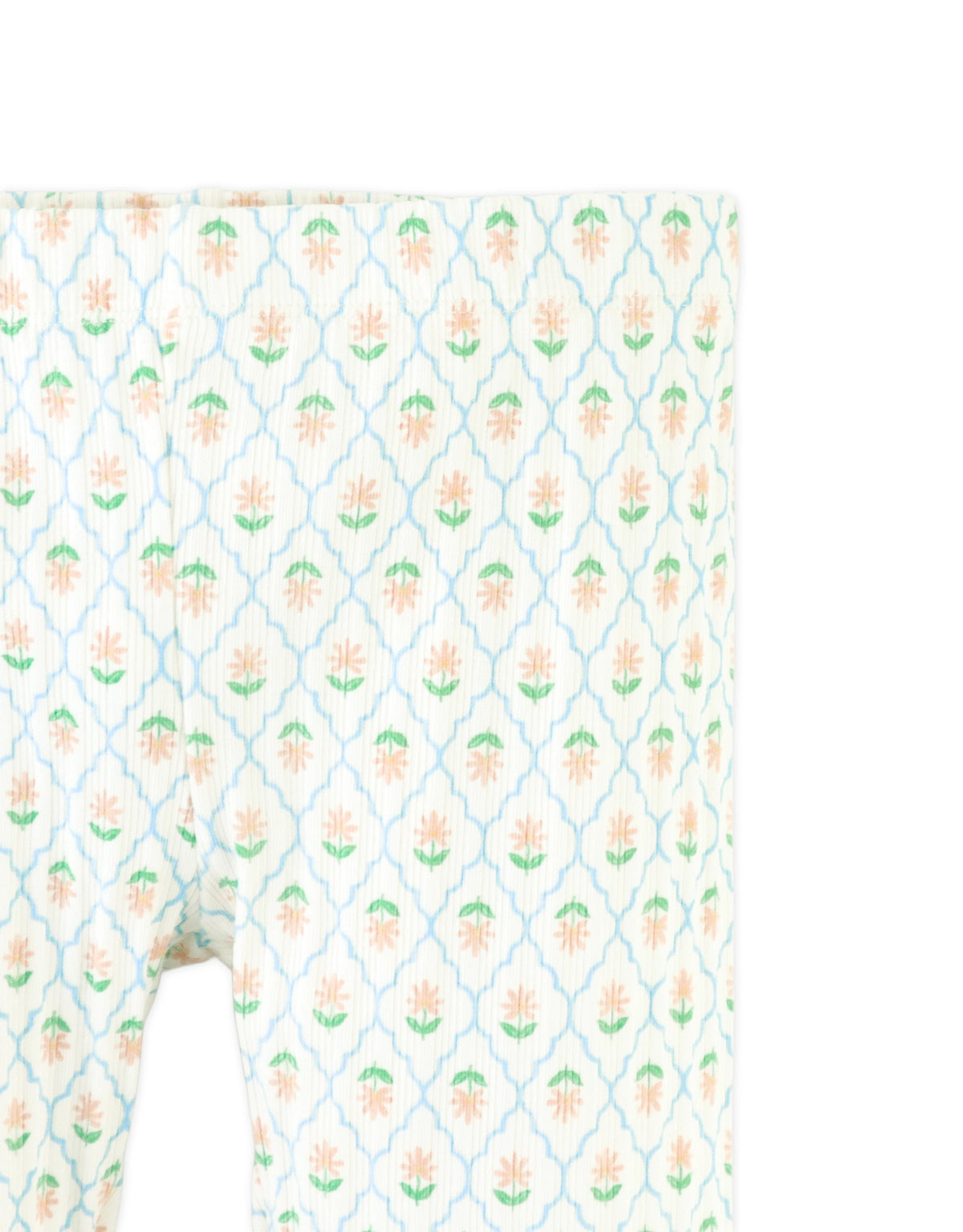 Zoya Ribbed Leggings with Floral Damask Print close-up detail