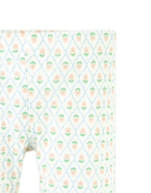 Zoya Ribbed Leggings with Floral Damask Print close-up detail