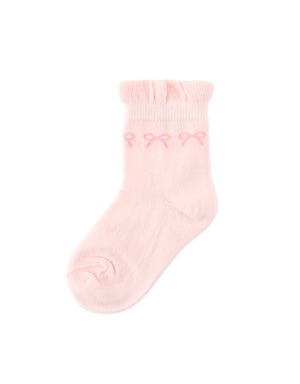 Frilly Crew Socks with Bow Intarsia Design product photo