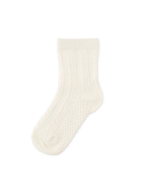 Fine Cable Knit Crew Socks side view