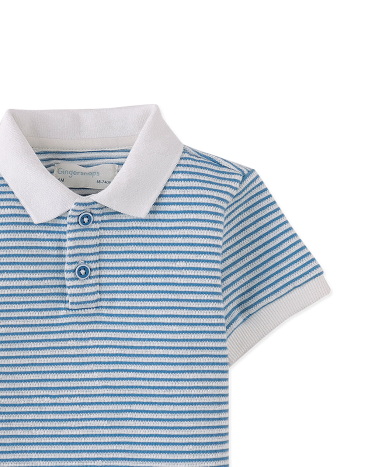 Baby Kirk Striped Textured Terry Polo Shirt close-up detail