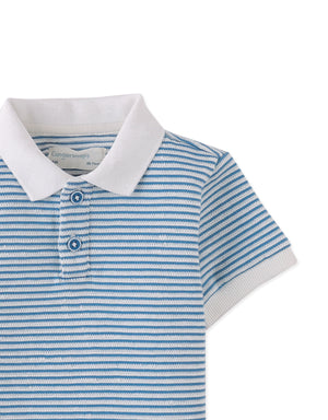 Baby Kirk Striped Textured Terry Polo Shirt close-up detail