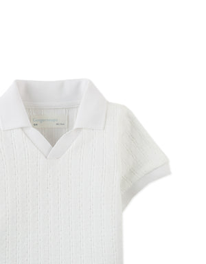 Baby Ludwig Cable Jersey Polo Shirt close-up detail