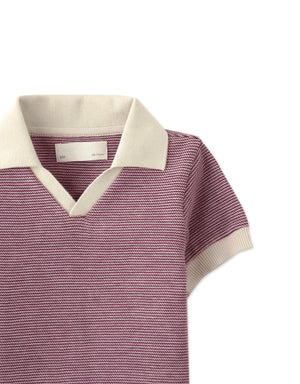 Baby Lancel Striped Piqué Polo Shirt close-up detail
