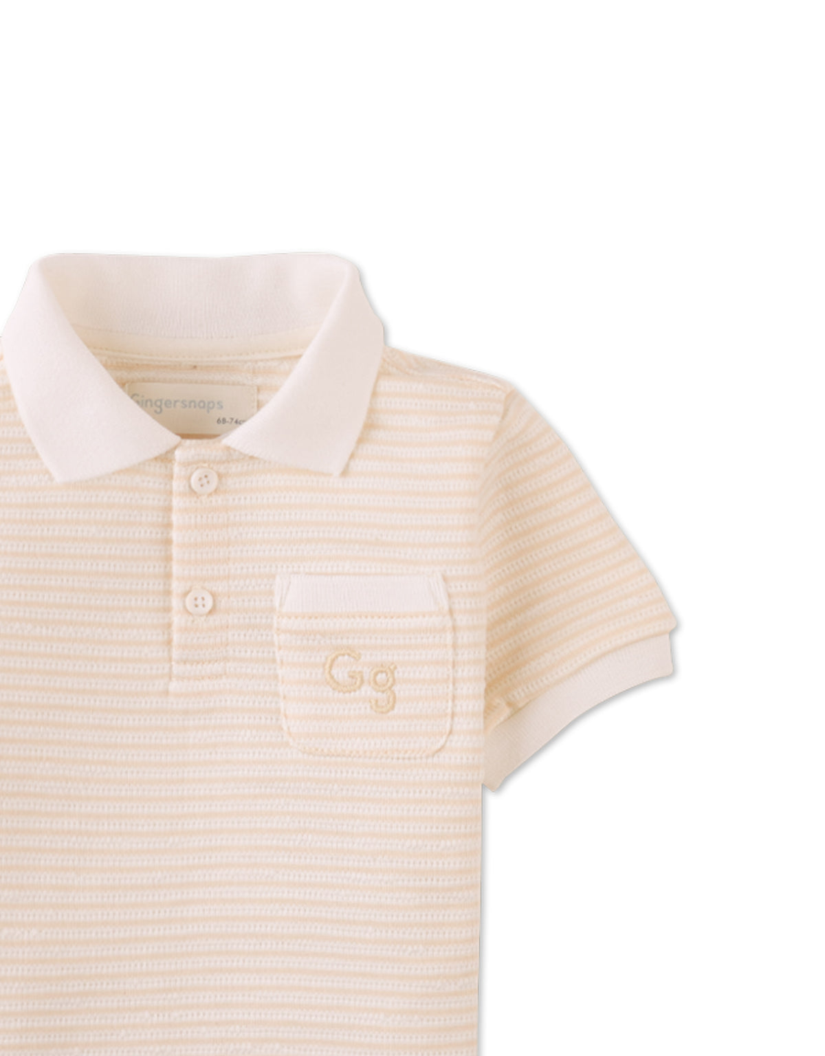Baby Eren Textured Striped Polo Shirt with Pocket close-up detail
