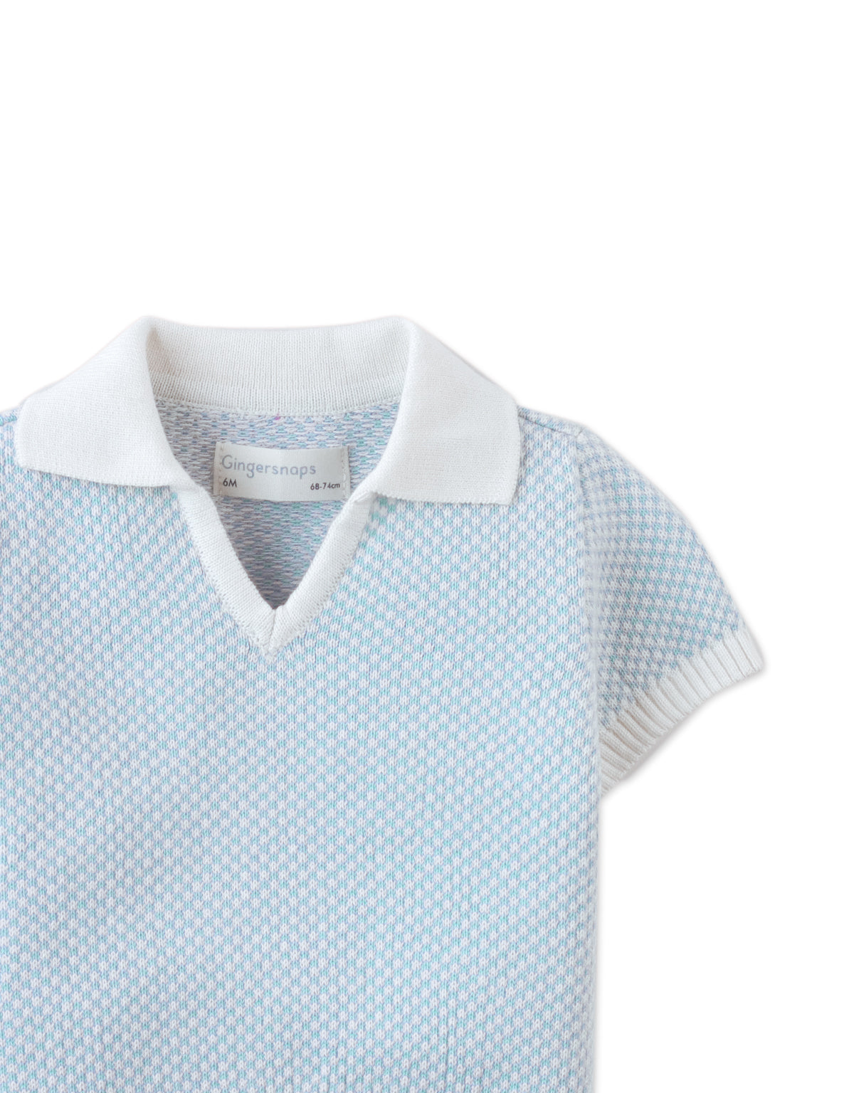 Baby Lucius Popcorn Polo with Ribbed Cuffs & Hem close-up detail