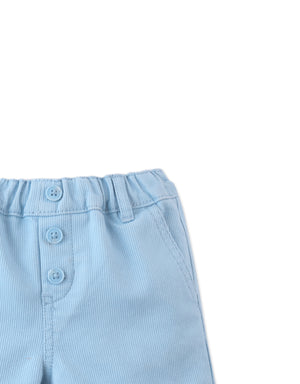 Baby Dewey Garterized Shorts with Open Seam Accent Thread close-up detail