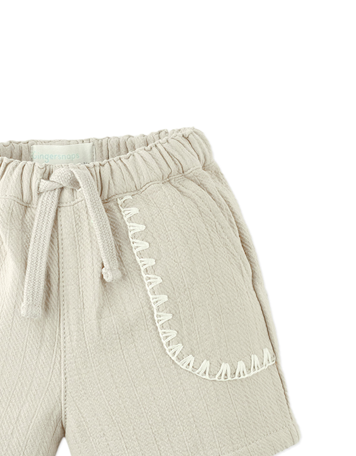Baby Marlow Drawstring Shorts with Contrast Stitching model view