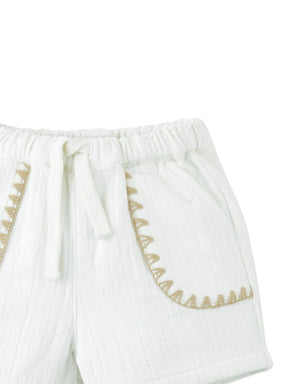 Baby Marlow Drawstring Shorts with Contrast Stitching side view