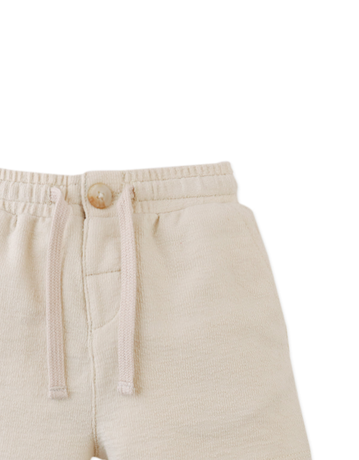 Baby Pietro Cable Knit Drawstring Shorts close-up detail