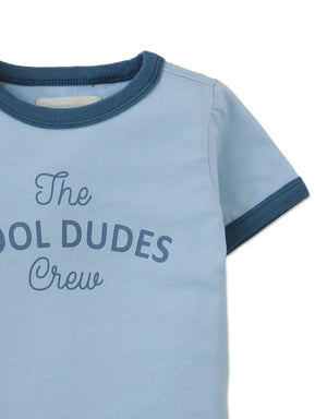 Baby Mathias Ringer Tee with Cool Dudes Graphic close-up detail