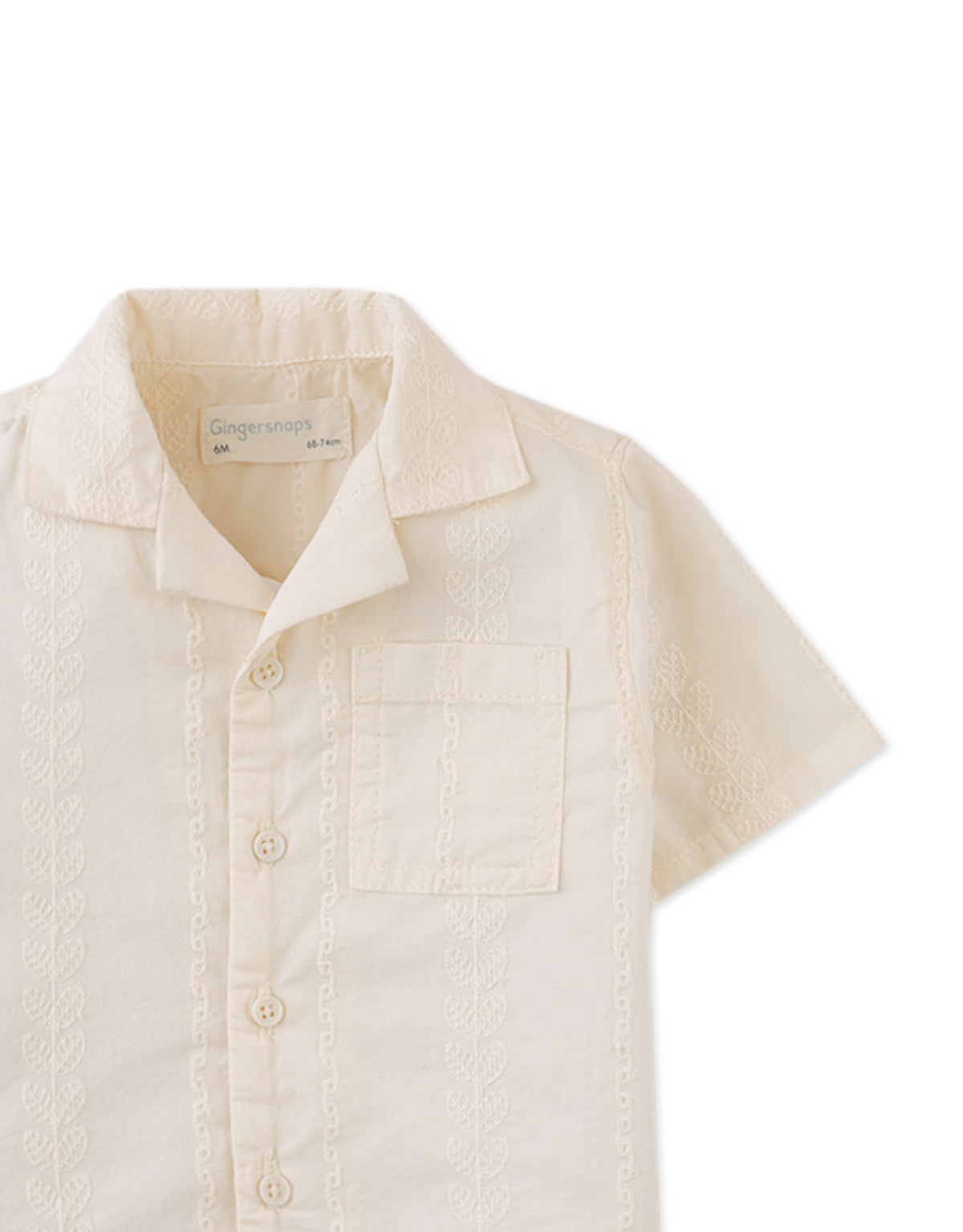 Baby Armin Embroidered Camp Collar Shirt close-up detail