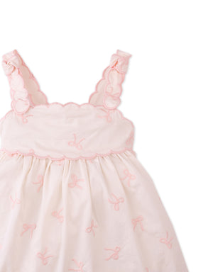 Baby Kara Poplin Dress with a Scalloped Top & Tie Straps close-up detail