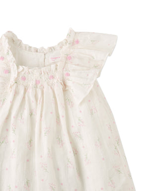 Baby Maia Embroidered Motif Dress with Smocking close-up detail