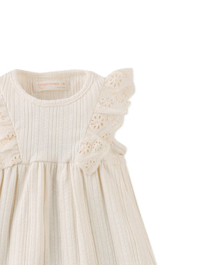 Baby Elowyn Ruffle Sleeved Dress with Embroidery Details close-up detail