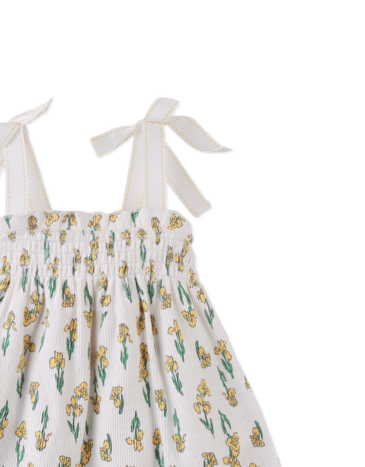 Baby Suzie Jersey Dress with Smocking & Bows close-up detail