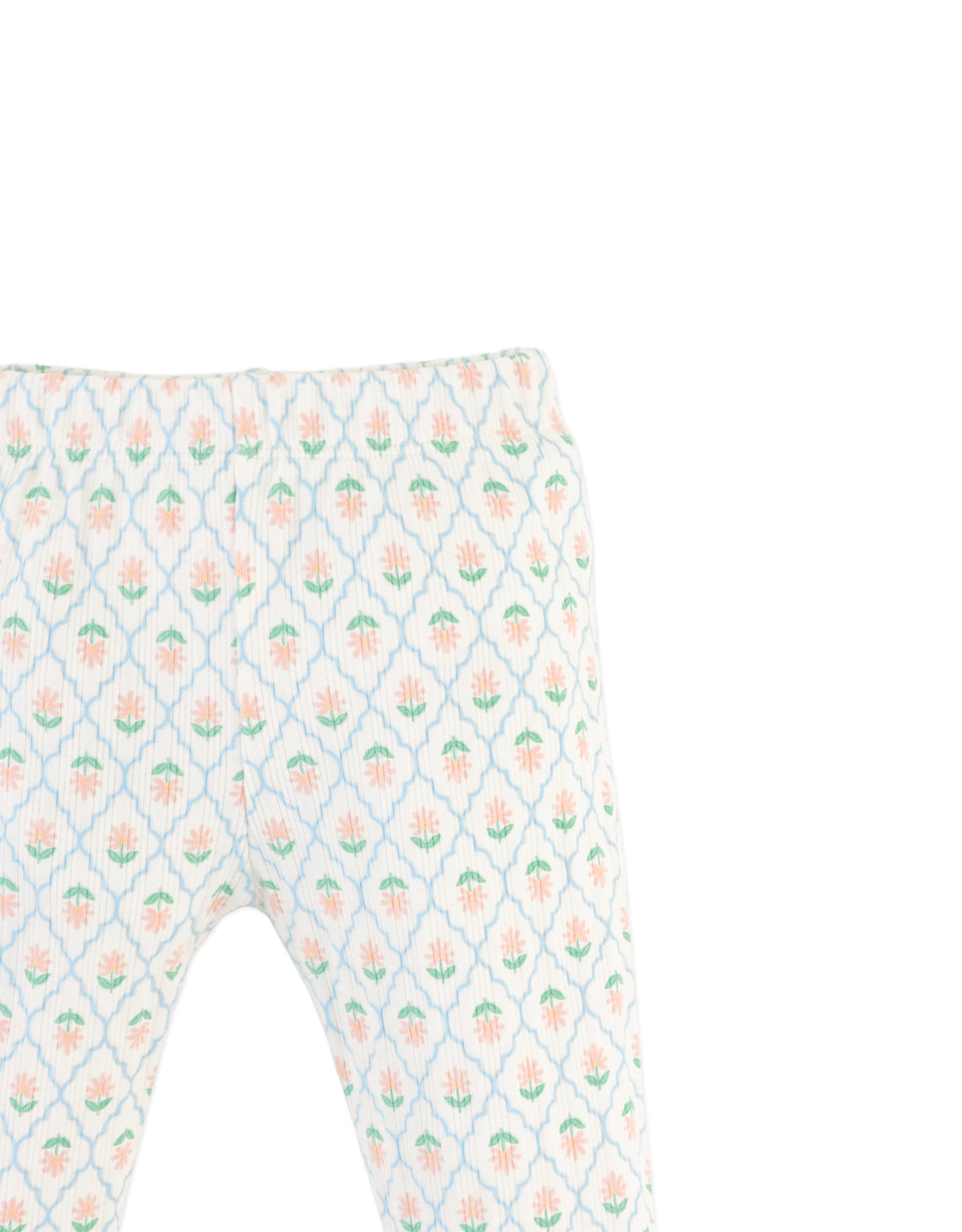 Baby Zoya Ribbed Leggings with Floral Damask Print close-up detail