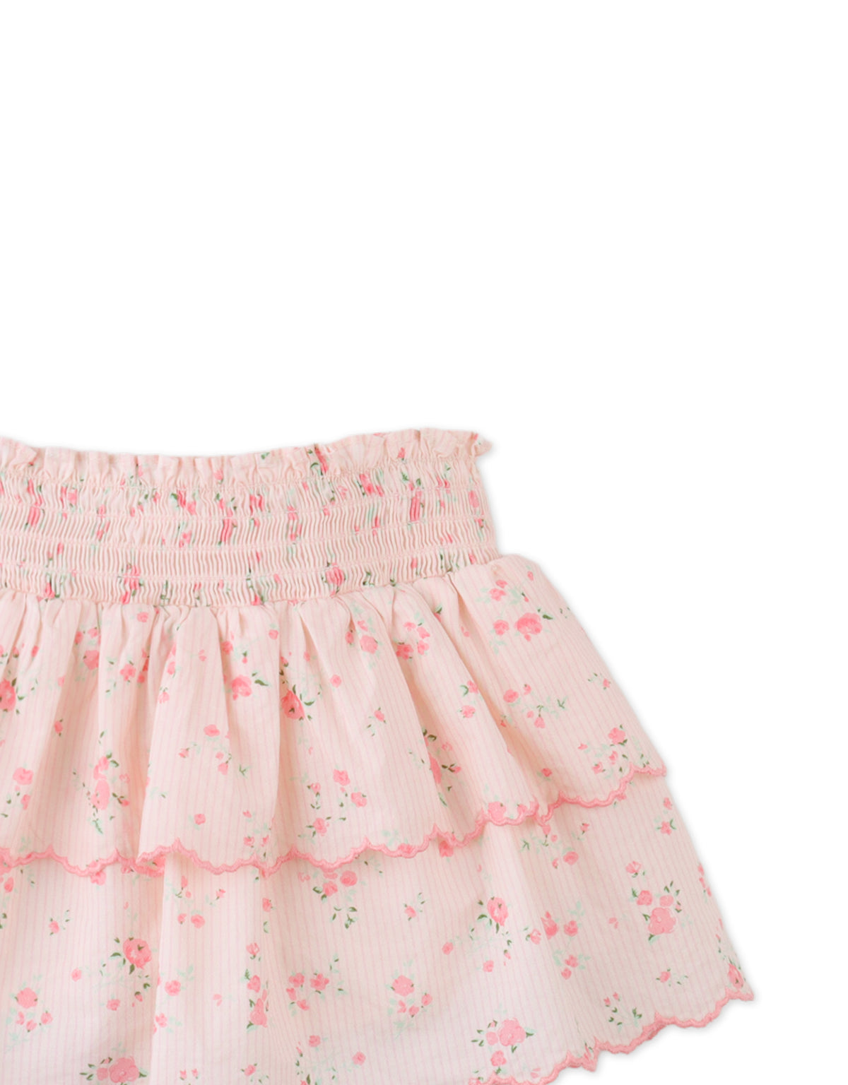 Baby Bea Skort with Smocked Bodice & Embroidered Scallop close-up detail
