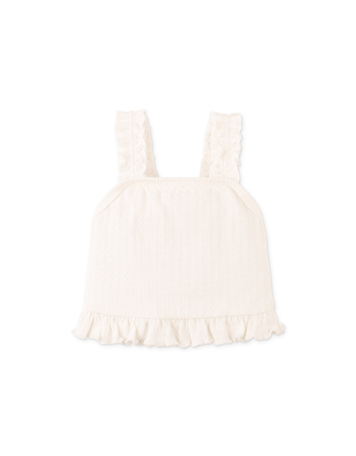 Baby Andi Ribbed Top & Printed Pointelle Shorts Set front view