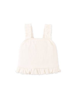Baby Andi Ribbed Top & Printed Pointelle Shorts Set front view