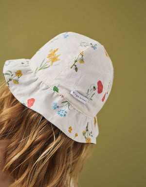 Vale Reversible Bucket Hat With Ruffled Brim front view
