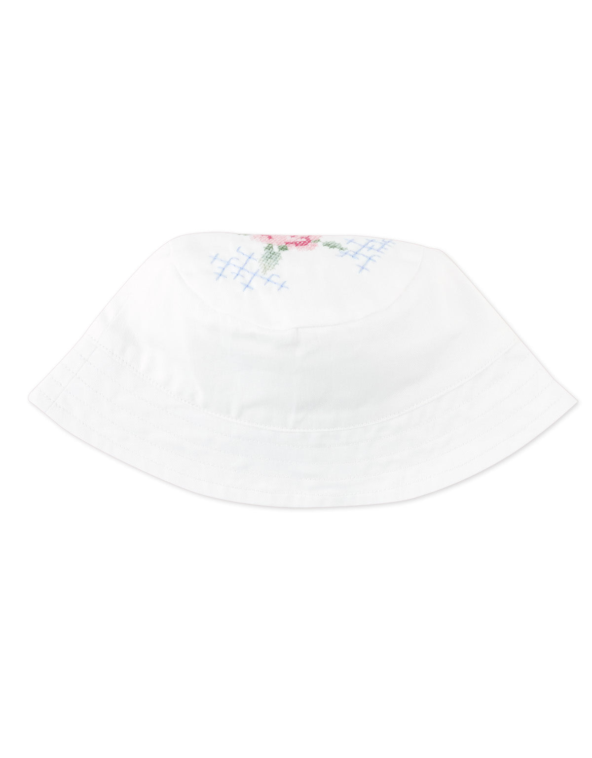 Aria Bucket Hat With Crosstitch Embroidery style detail