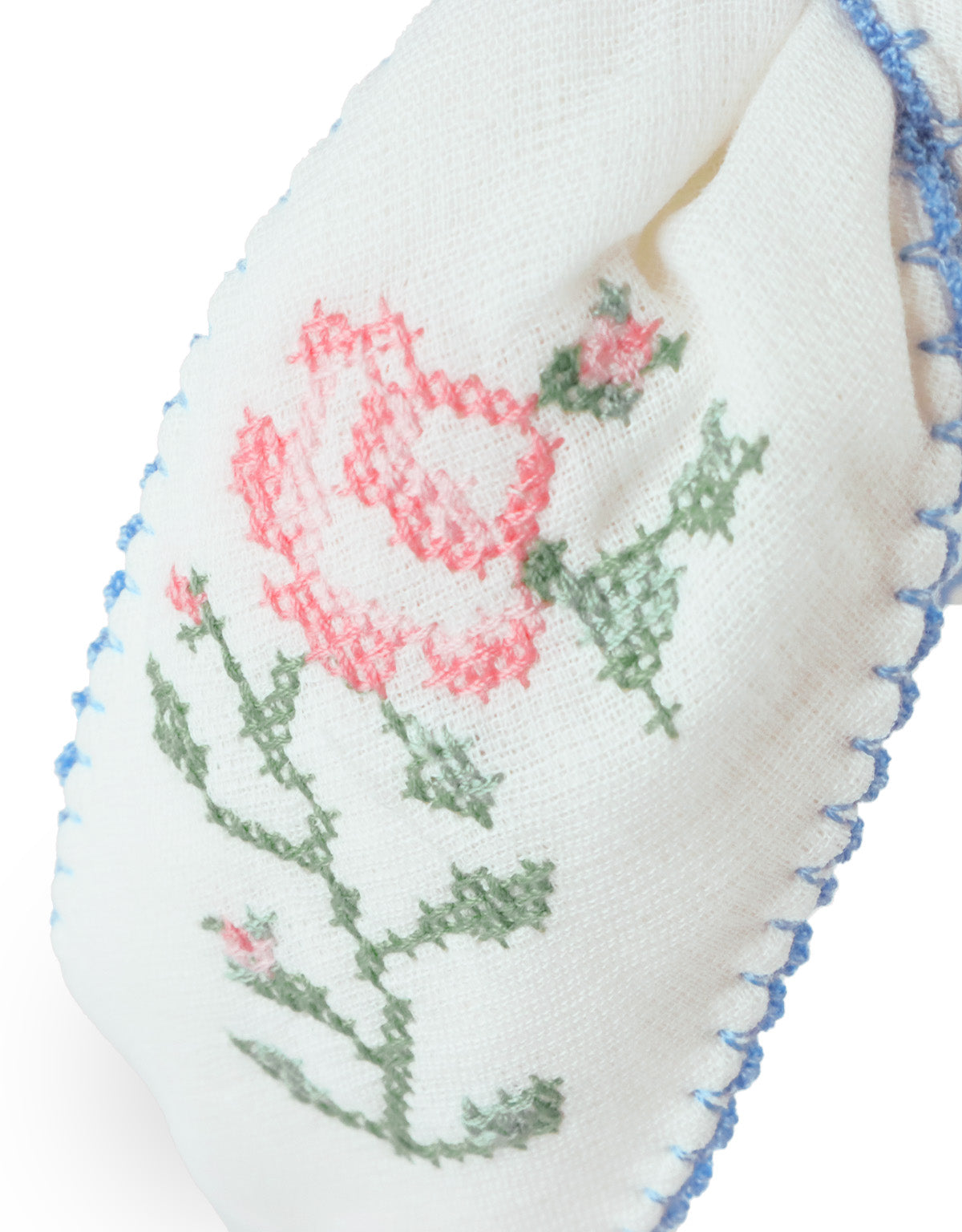 Primrose Crosstitch Embroidered Headband With Contrast Picoting style detail