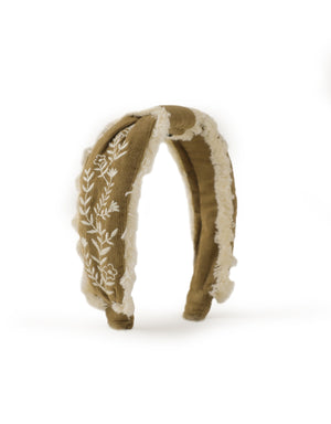 Corduroy Headband With Embroidery style detail