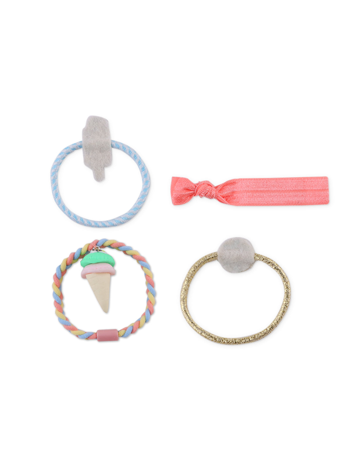 GIRLS STELLA HAIR TIES WITH PATCH EMBROIDERIES SET